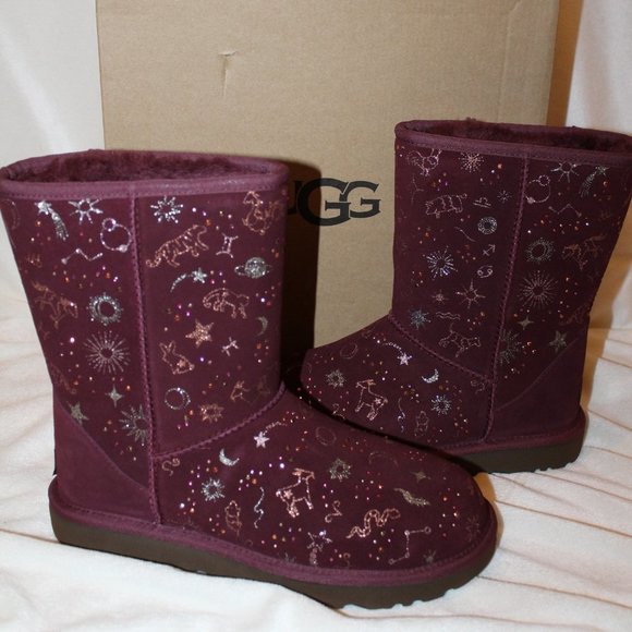 NIB CLASSIC SHORT WOMEN'S UGG ZODIAC SUEDE SHEARLING BOOTS - Picture 1 of 8